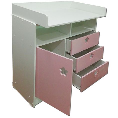 Comoda Mudador Rosado Flor-1