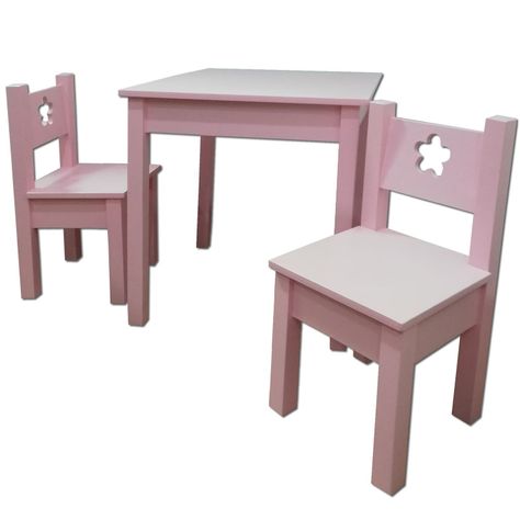 Mesa 2 sillas Rosado Flor-1