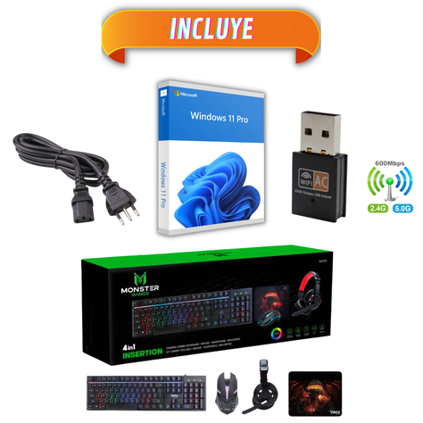 Pc Gamer Ryzen 5 5600 +16GB + RTX4060 +1TB + Parlante + Monitor + P4MB-6