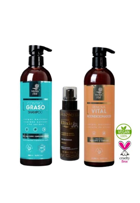 Shampoo Control Graso, Acondicionador Y Serum Elixir-0