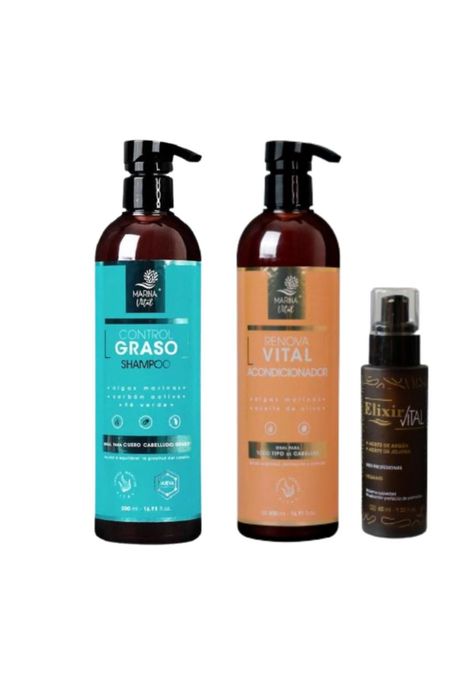 Shampoo Control Graso, Acondicionador Y Serum Elixir-2