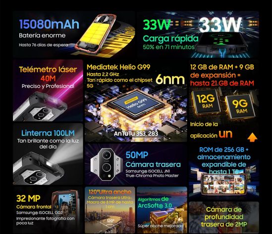 Blackview Bv9300 Resistente Golpe Agua Batería 15000mah 2sim-3