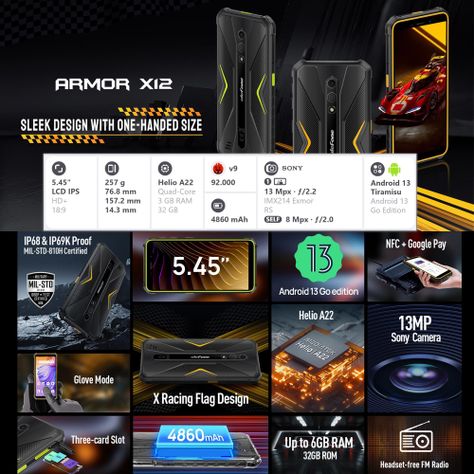 Armor X12 - Rugged Resistente: Golpes Polvo y Agua-1