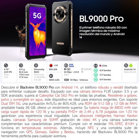 Blackview BL9000 Pro - Cámara térmica, Killer Cat S62 Pro-2