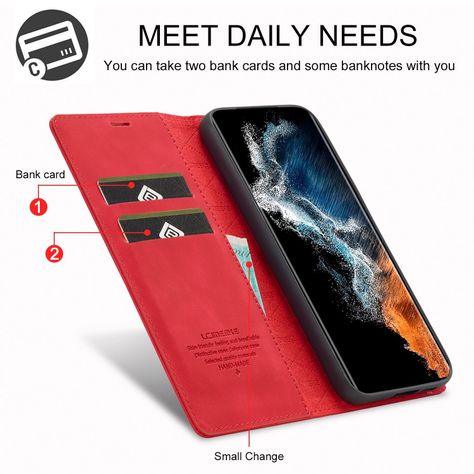 Para: Galaxy S23 - Funda Estuche Cuero Guarda Tarjetas-4
