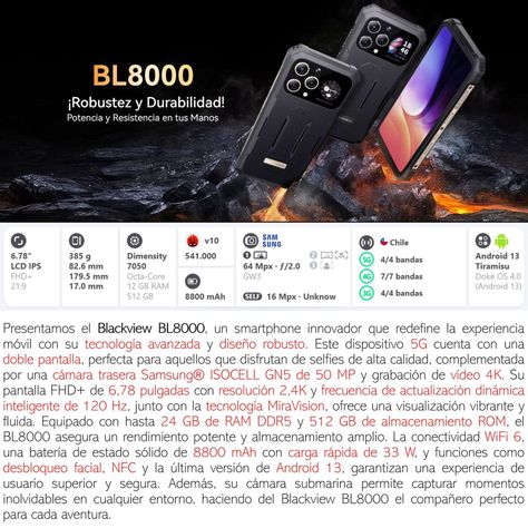 Blackview BL8000 - Resistente 5G, IP68, IP69K y MIL-STD-810-2
