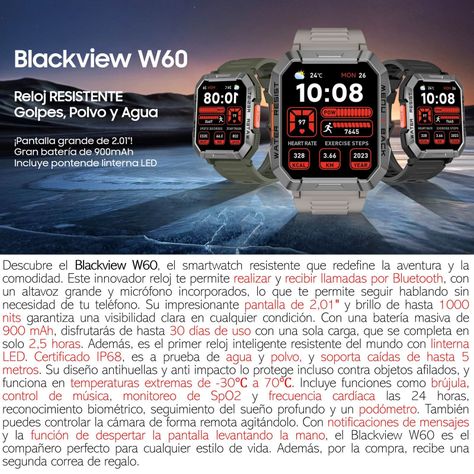 Blackview W60 Resistente Reloj Inteligente Smartwatch Band-2
