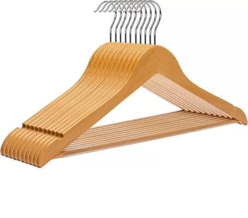 COLGADORES DE ROPA SET 10 PCS MADERA-0