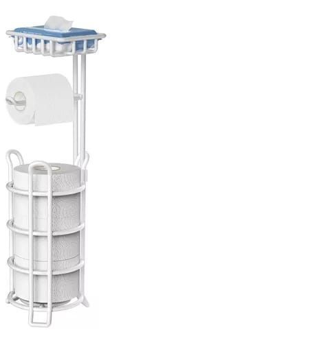 SOPORTE DE PAPEL HIGIÉNICO CONFORT PEDESTAL ORGANIZADOR BAÑO CON BASE BLANCO-0