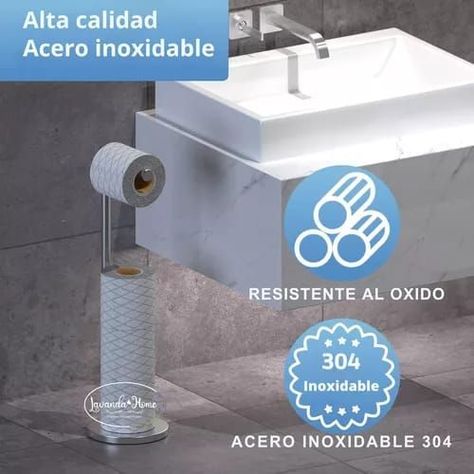 Soporte De Papel Higiénico Confort Pedestal Organizador Baño PLATEADO-2