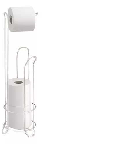 SOPORTE DE PAPEL HIGIÉNICO CONFORT PEDESTAL ORGANIZADOR BAÑO BLANCO-0