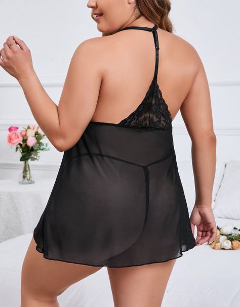 Lencería Baby Doll Mesh Talla Grande Sexy Mujer Gloriahoon-1