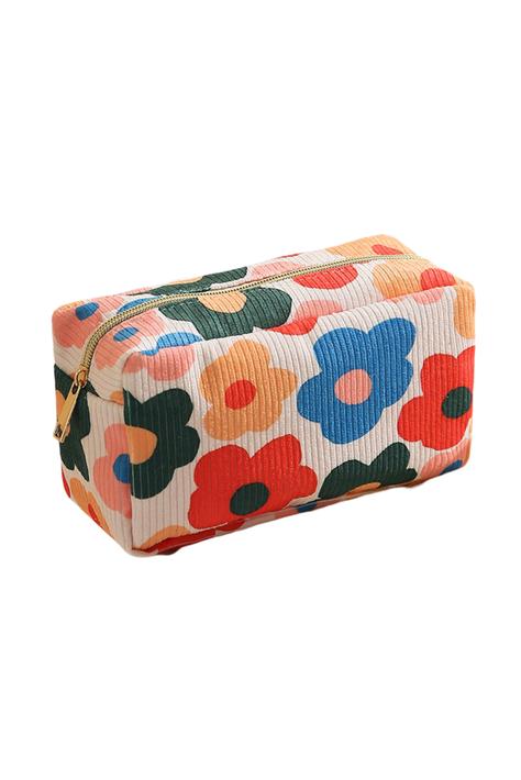 Cosmetiquero Maquillaje Square tela pana flores Gloriahoon-0