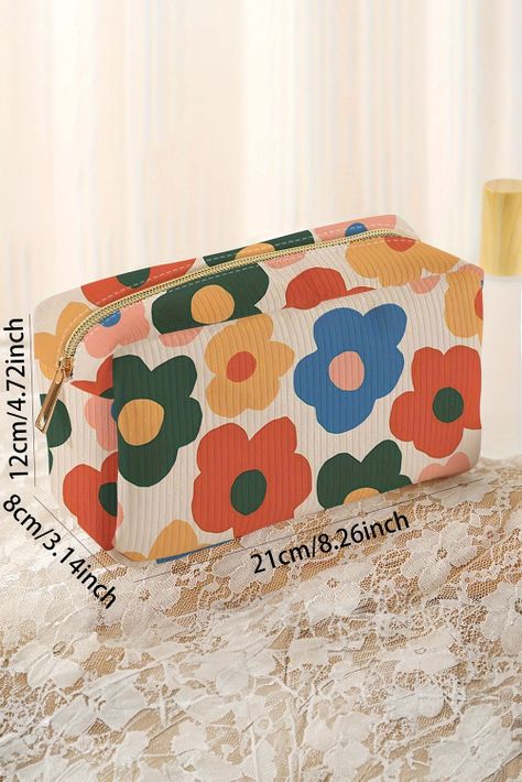 Cosmetiquero Maquillaje Square tela pana flores Gloriahoon-3