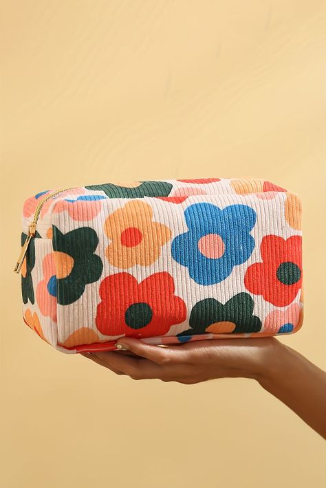 Cosmetiquero Maquillaje Square tela pana flores Gloriahoon-4