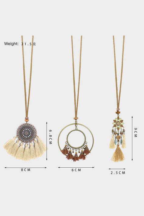 Collar 3 Piezas con colgante borlas retro bohemio Gloriahoon-3