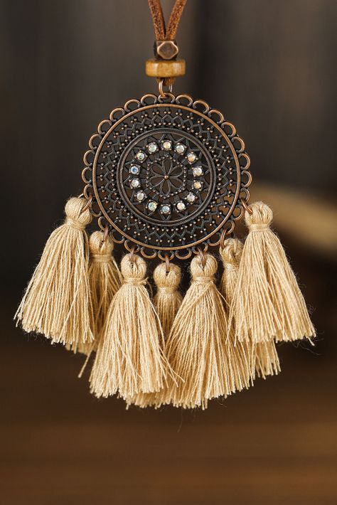 Collar 3 Piezas con colgante borlas retro bohemio Gloriahoon-5