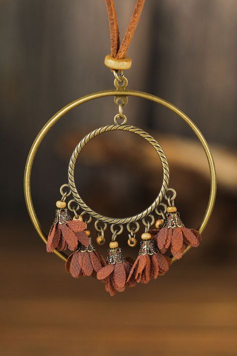 Collar 3 Piezas con colgante borlas retro bohemio Gloriahoon-6