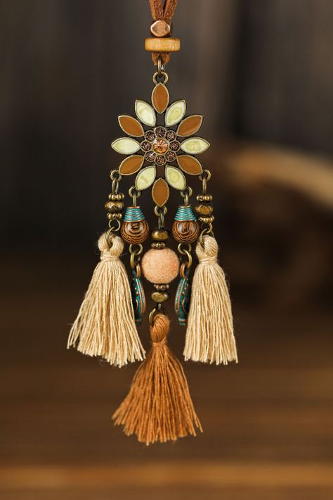 Collar 3 Piezas con colgante borlas retro bohemio Gloriahoon-7