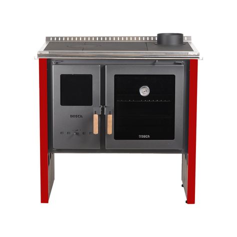 Pack Cocina a Leña Bosca Hestia 90 Rojo + Kit Base-2
