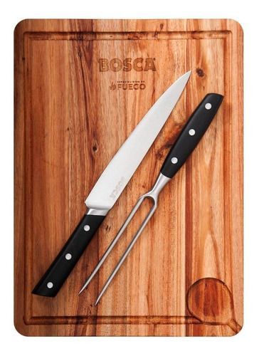 Tabla Parrillera + Cuchillo Y Tenedor Bosca-0