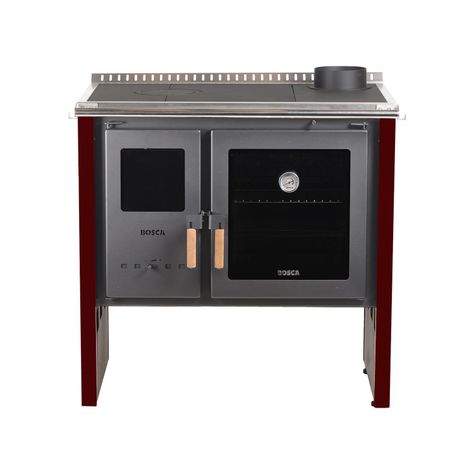 Pack Cocina a Leña Bosca Hestia 90 Burdeo+ Kit Base-2