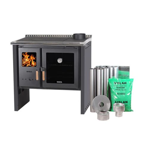 Pack Cocina a Leña Bosca Hestia 90 Charcoal + Kit Base-0