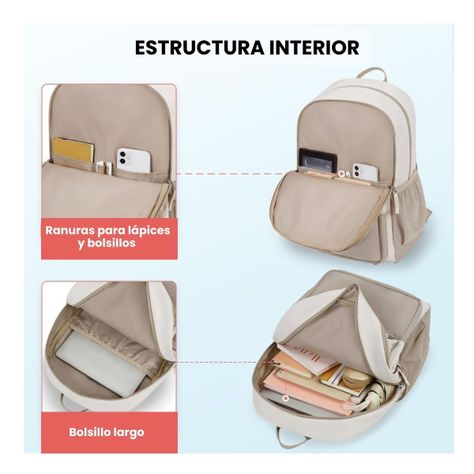 Mommore Mochila Escolar Grande 3 Compartimientos 20L - Caqui-3