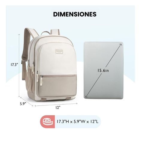 Mommore Mochila Escolar Grande 3 Compartimientos 20L - Caqui-5