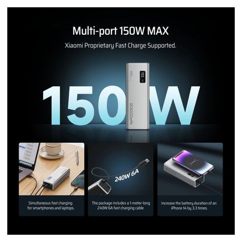 Cuktech Power Bank P Series 150W 20000 mAh Plateado-5