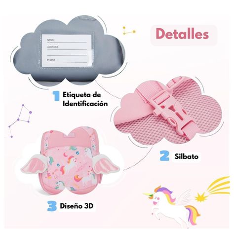 Mommore Mochila para Niñas Unicornio 6L - Rosado-4