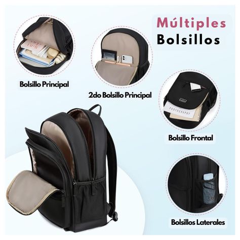 Mommore Mochila Escolar Grande 3 Compartimientos 20L - Negro-2