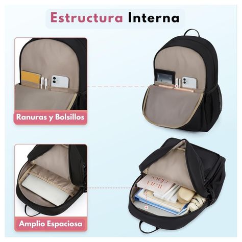 Mommore Mochila Escolar Grande 3 Compartimientos 20L - Negro-4