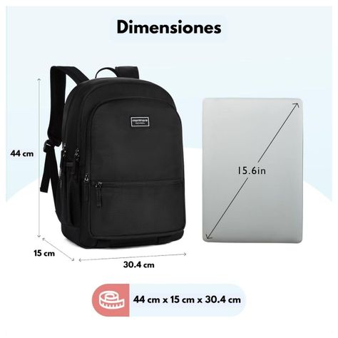 Mommore Mochila Escolar Grande 3 Compartimientos 20L - Negro-5