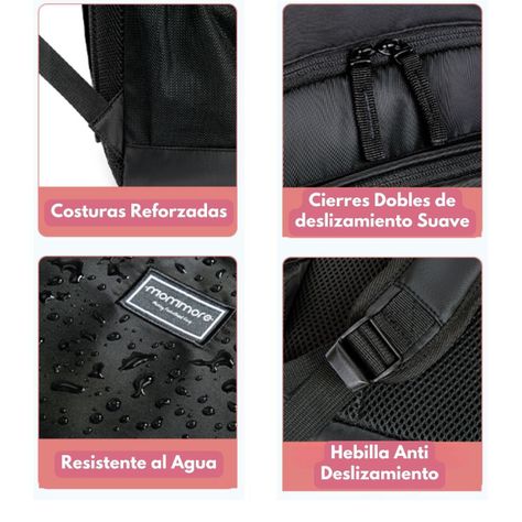 Mommore Mochila Escolar Grande 3 Compartimientos 20L - Negro-7