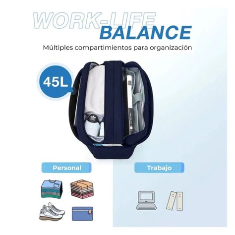 Bagsmart Bolso de Mano para Viajes Two-Zone con Neceser 17.3" - Azul-4