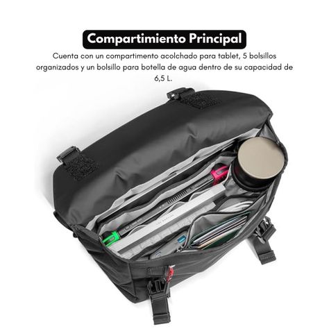 Tomtoc Bolso Mensajero Slash-T27 Resistente al agua (6.5L) - Negro-4