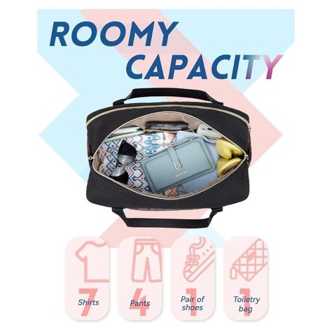 Bagsmart Bolso de Mano para Viajes con Bolsa para Zapatos - Negro Tejido-4