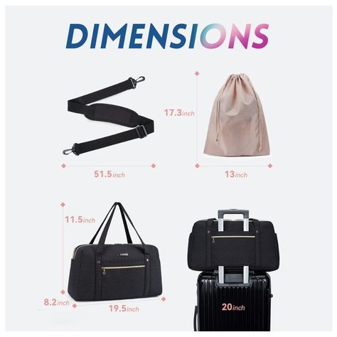 Bagsmart Bolso de Mano para Viajes con Bolsa para Zapatos - Negro Tejido-7