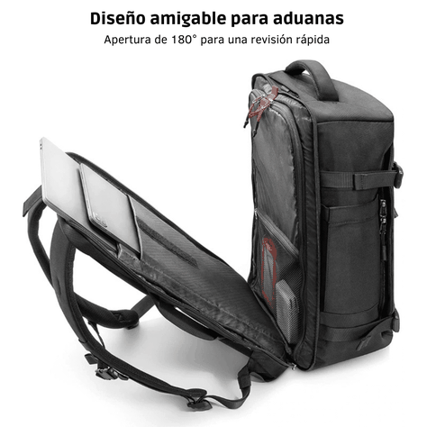 Tomtoc Mochila de Viaje Navigator-T66 para Notebook 17.3" 40L - Negro-4