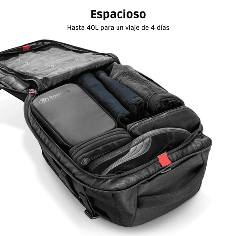 Tomtoc Mochila de Viaje Navigator-T66 para Notebook 17.3" 40L - Negro-5