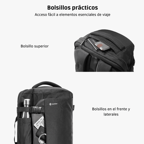 Tomtoc Mochila de Viaje Navigator-T66 para Notebook 17.3" 40L - Negro-6