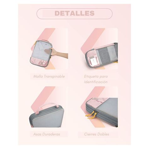Bagsmart - Juego de bolsas de compresión (6 unidades)- Rosado-3