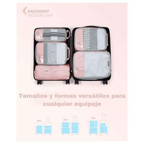 Bagsmart - Juego de bolsas de compresión (6 unidades)- Rosado-5