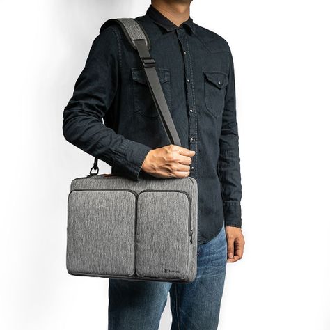 TOMTOC- BOLSO DE HOMBRO A42 PARA NOTEBOOK/MACBOOK 15.6''- GRIS-3