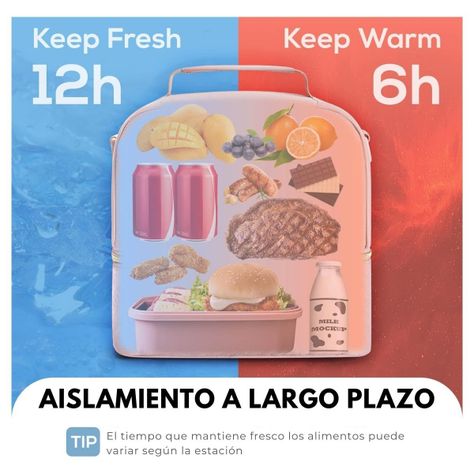 Tourit Lonchera con Aislamiento Térmico Cubierta Doble 10,6L - Rosado-3