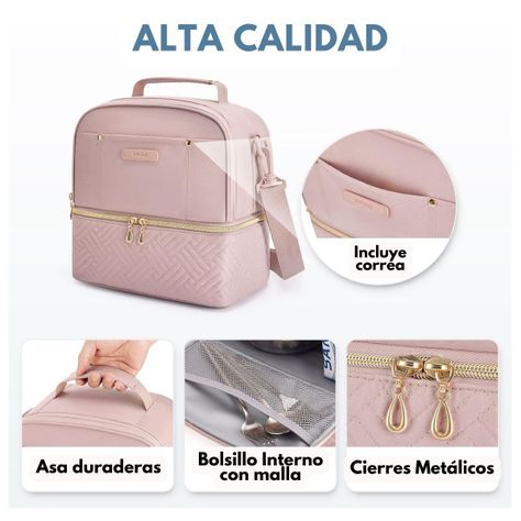Tourit Lonchera con Aislamiento Térmico Cubierta Doble 10,6L - Rosado-4