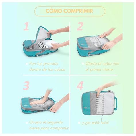 Bagsmart Juego de Bolsas de Compresión (6 unidades) - Turquesa-2
