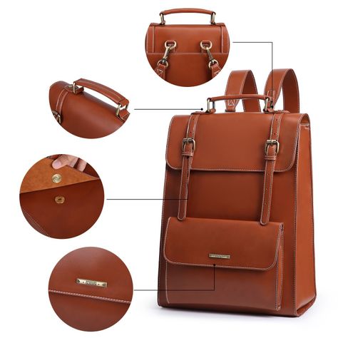 Ecosusi Mochila Vintage Camellia para Notebook 15,6" - Marrón-6