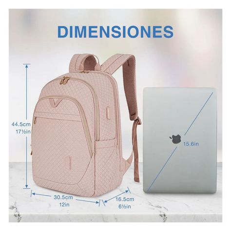 Bagsmart Mochila Viaje notebook 15.6" Rosa Tejido-4